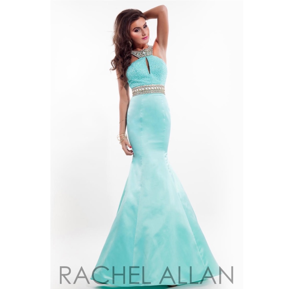 7215 Rachel Allan blue formal dress